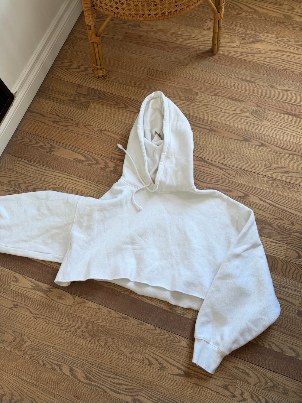 TNA White Cropped CozyAF Hoodie